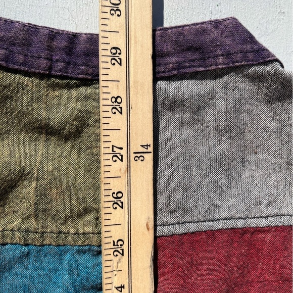 Men's Nepal Shirt Multicolor Patchwork L/XL India Hippie Yoga Namaste Spiritual - Picture 13 of 13